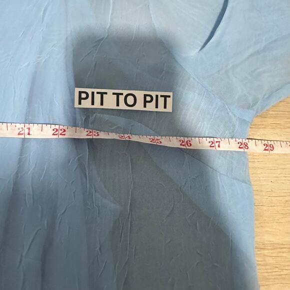 Maggie Barnes Women’s Sheer Light Blue Button Down Chiffon Blouse Size 2X - Picture 7 of 9